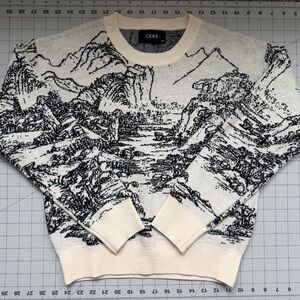 Cider Black and Cream Scenic Crewneck Sweater